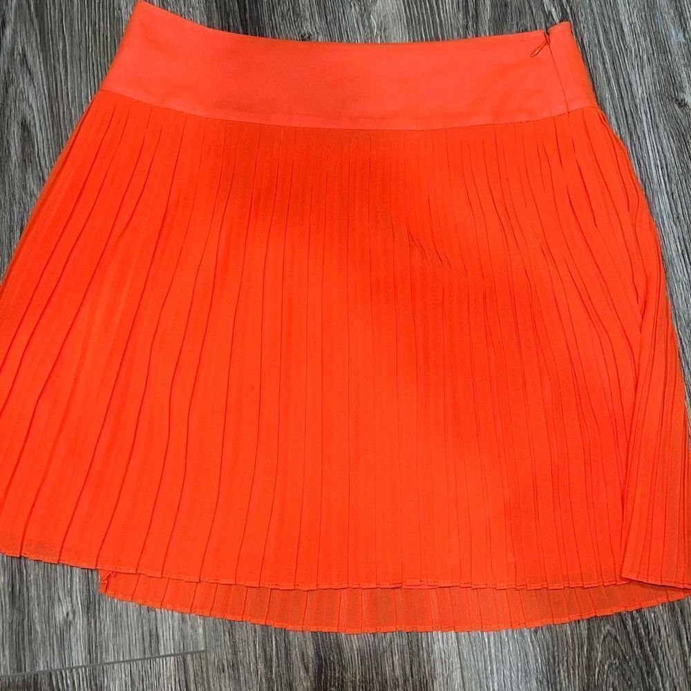 Loft Ann Taylor Orange Pleated Skirt